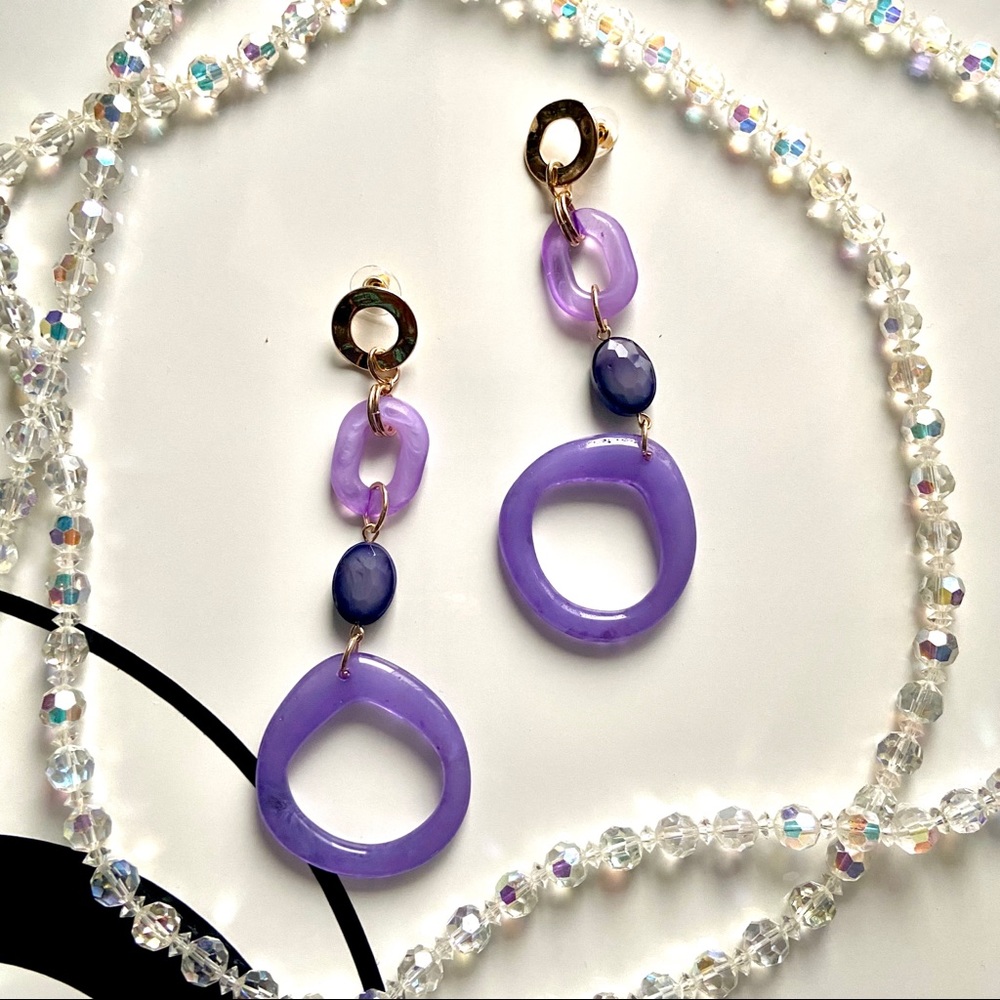 🔮Long Purple and Gold Earrings🔮